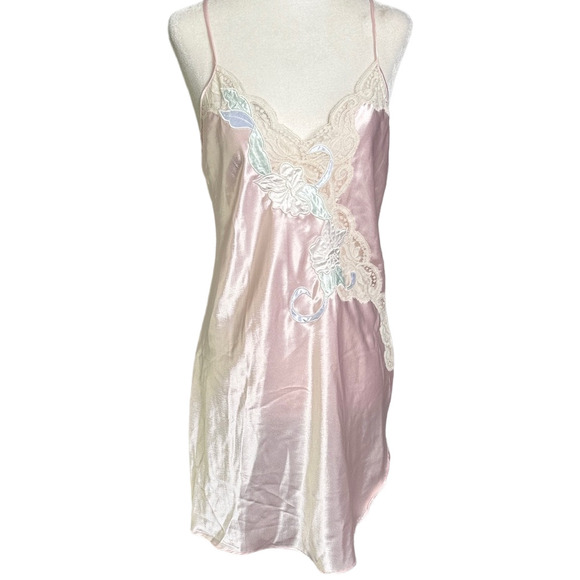 Natori Pink Satin & Lace Nightgown/Slip dress - Picture 1 of 9